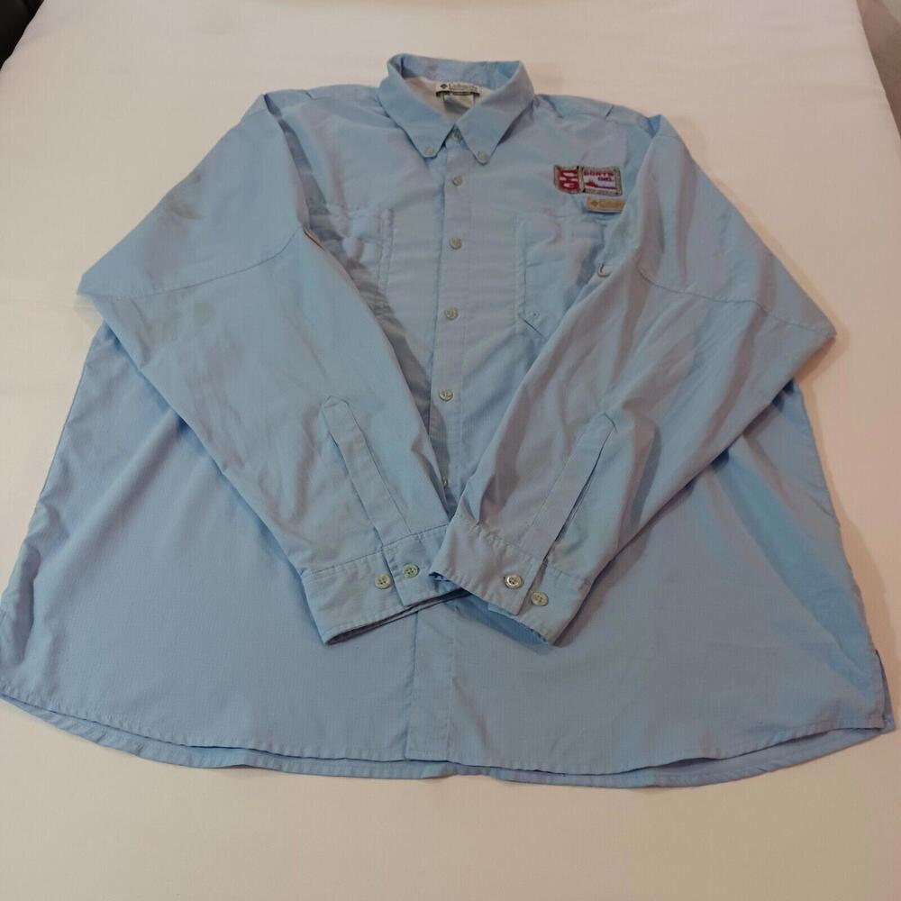 Columbia FM7055 BOAT INC Men's Blue Vented Button-Down Employee Shirt Size 2XL